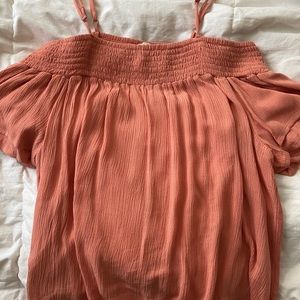 Off the shoulder orange t-shirt